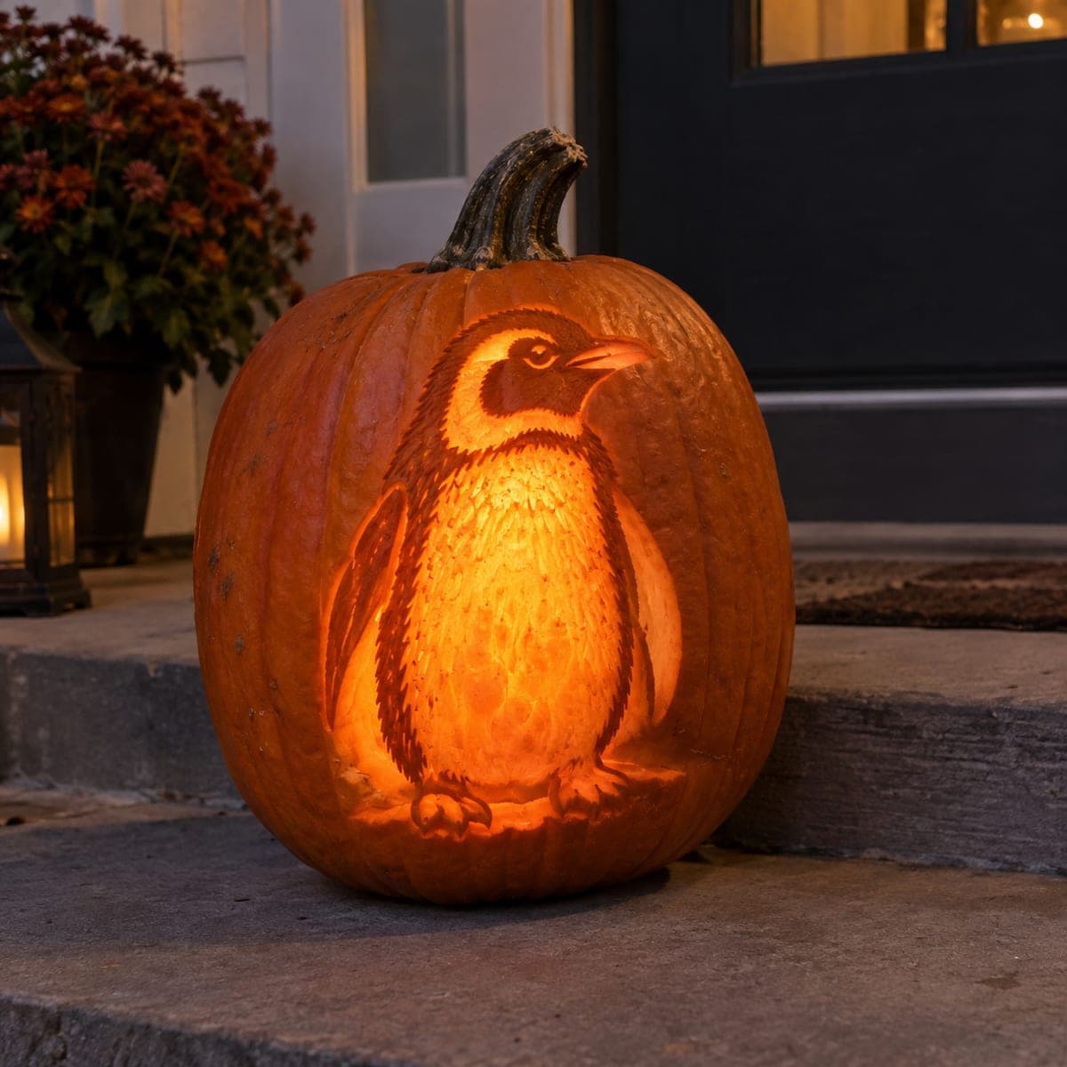 Baby Penguin Shaded Pumpkin Carving