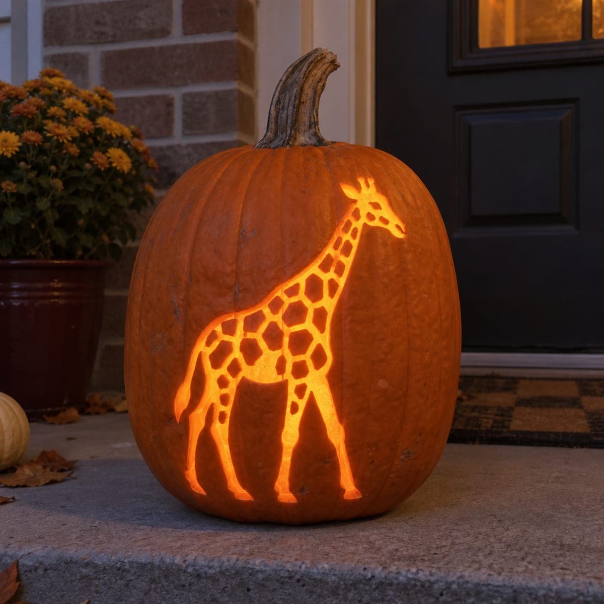 Giraffe Cutout Jack-O-Lantern with Spot Pattern