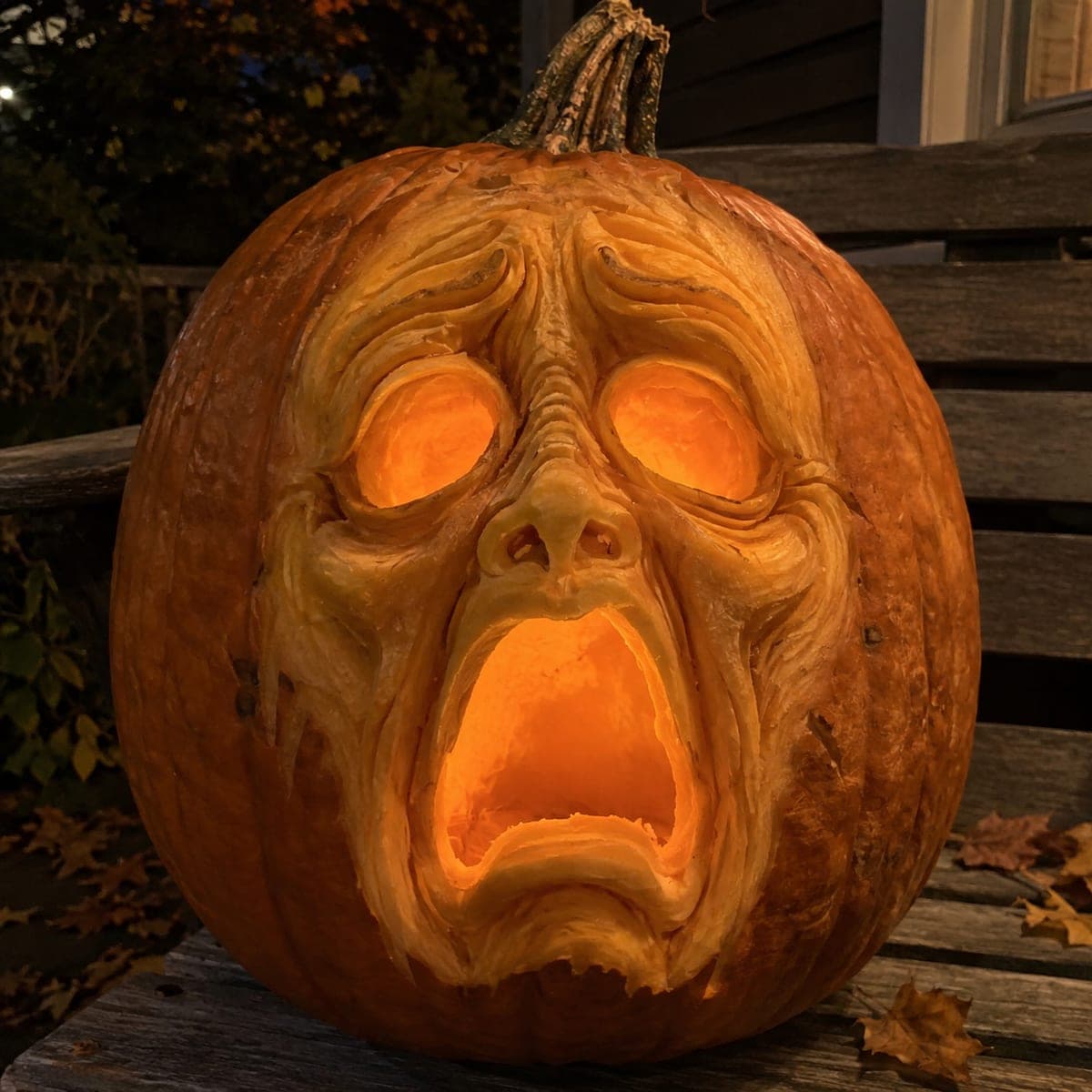 Anguished Screaming Face Shaded Pumpkin Carving