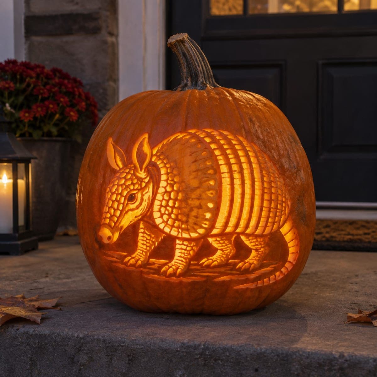 Armadillo Relief Carved Glowing Pumpkin Carving