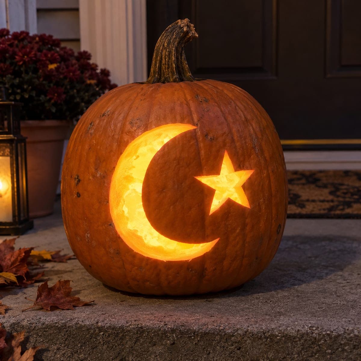 Crescent Moon and Star Cutout Pumpkin Carving
