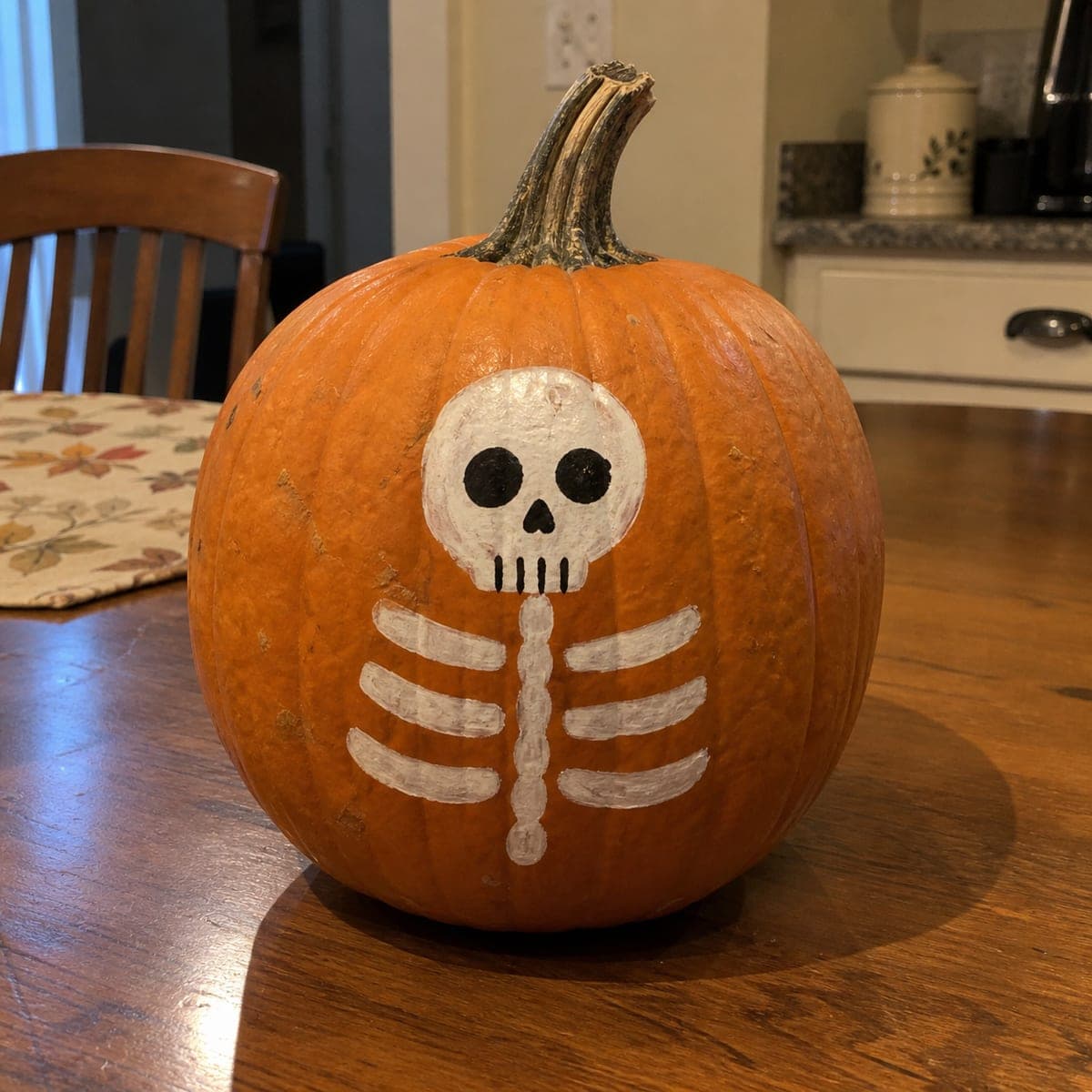 Painted Skeleton Ribcage No-Carve Pumpkin Idea