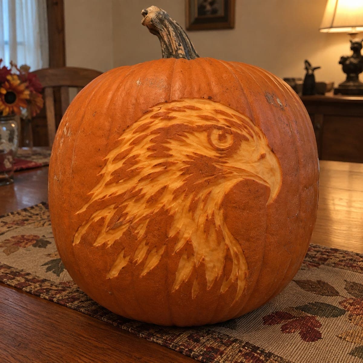 Bald Eagle Portrait Shaded Pumpkin Carving