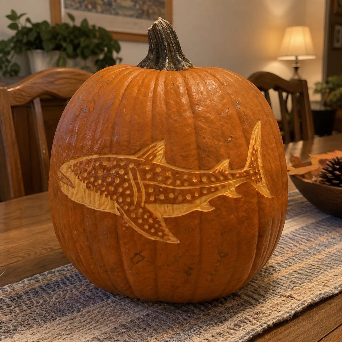 Whale Shark Spotted Pattern Shading Pumpkin