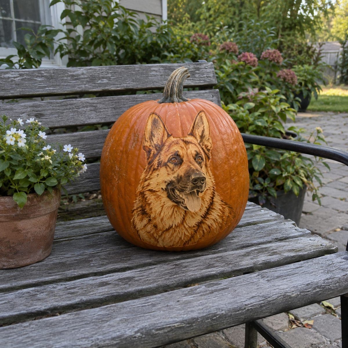 German Shepherd Portrait Shaded Pumpkin