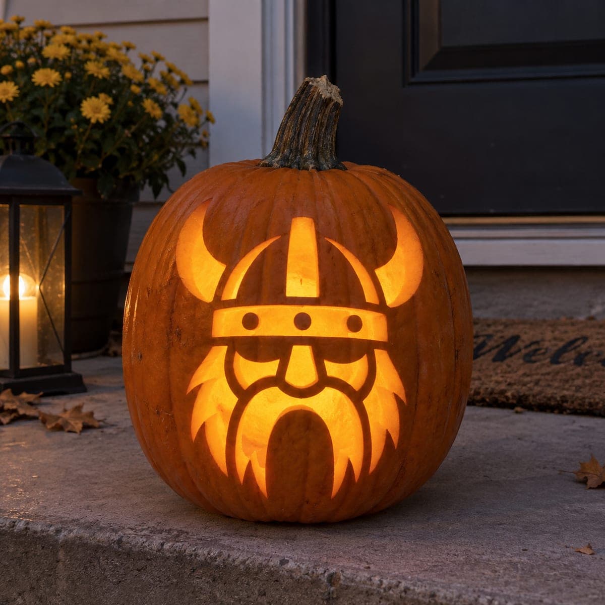 Viking Warrior Helmet Cutout Jack-O-Lantern