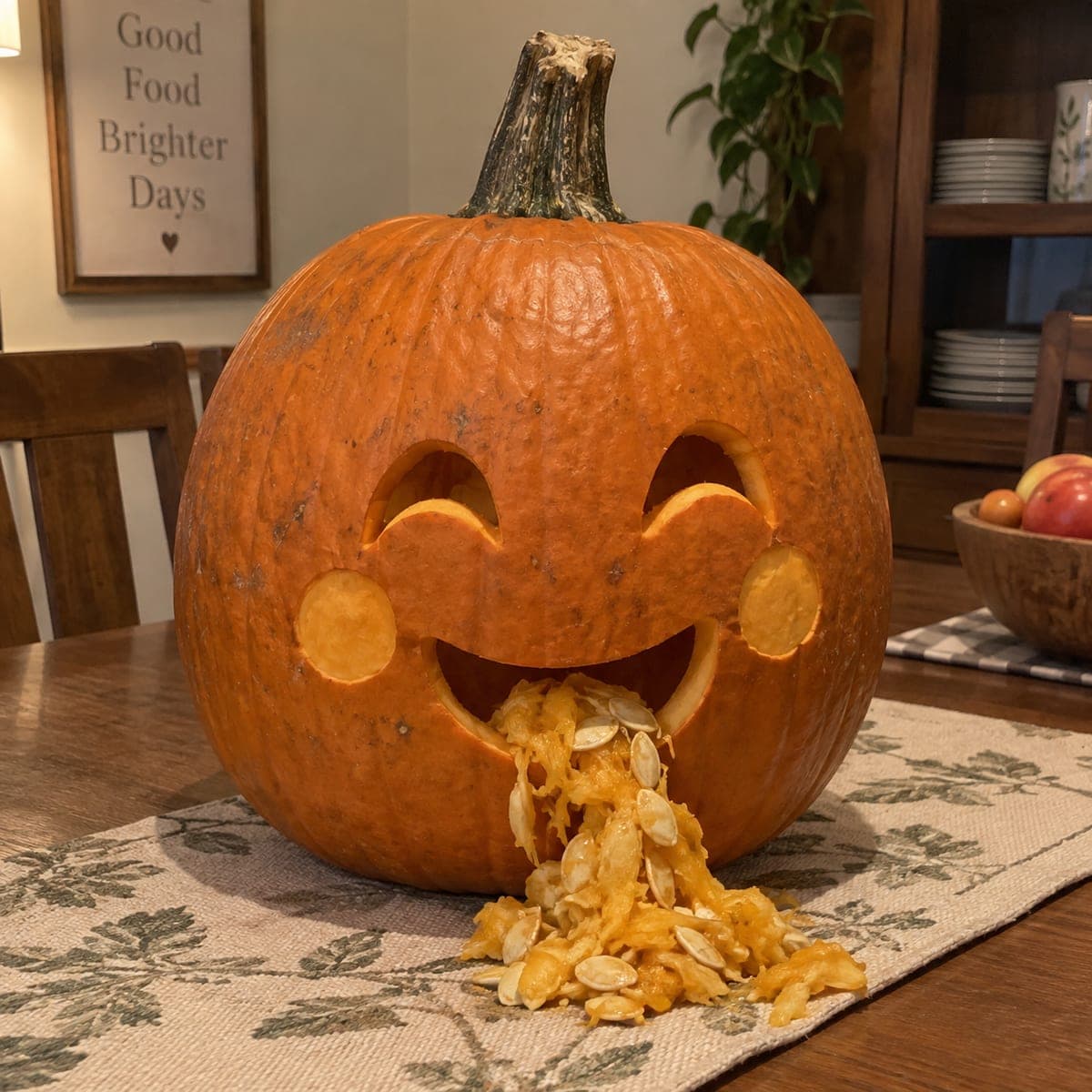 Vomiting Pumpkin Guts Jack-O-Lantern Face