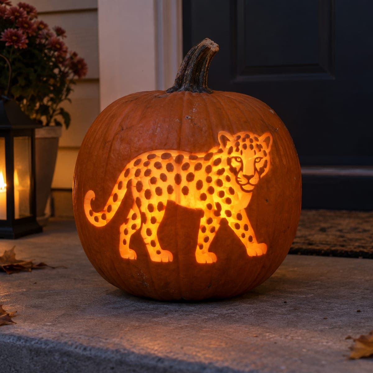 Stalking Cheetah Silhouette Cutout Pumpkin