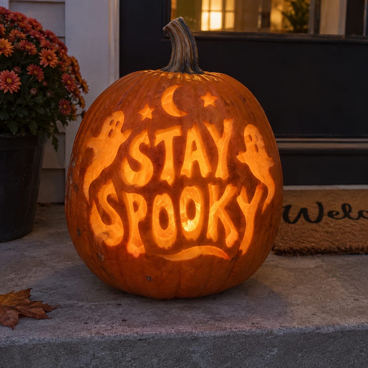 Stay Spooky Ghost Lettering Cutout Jack-O-Lantern