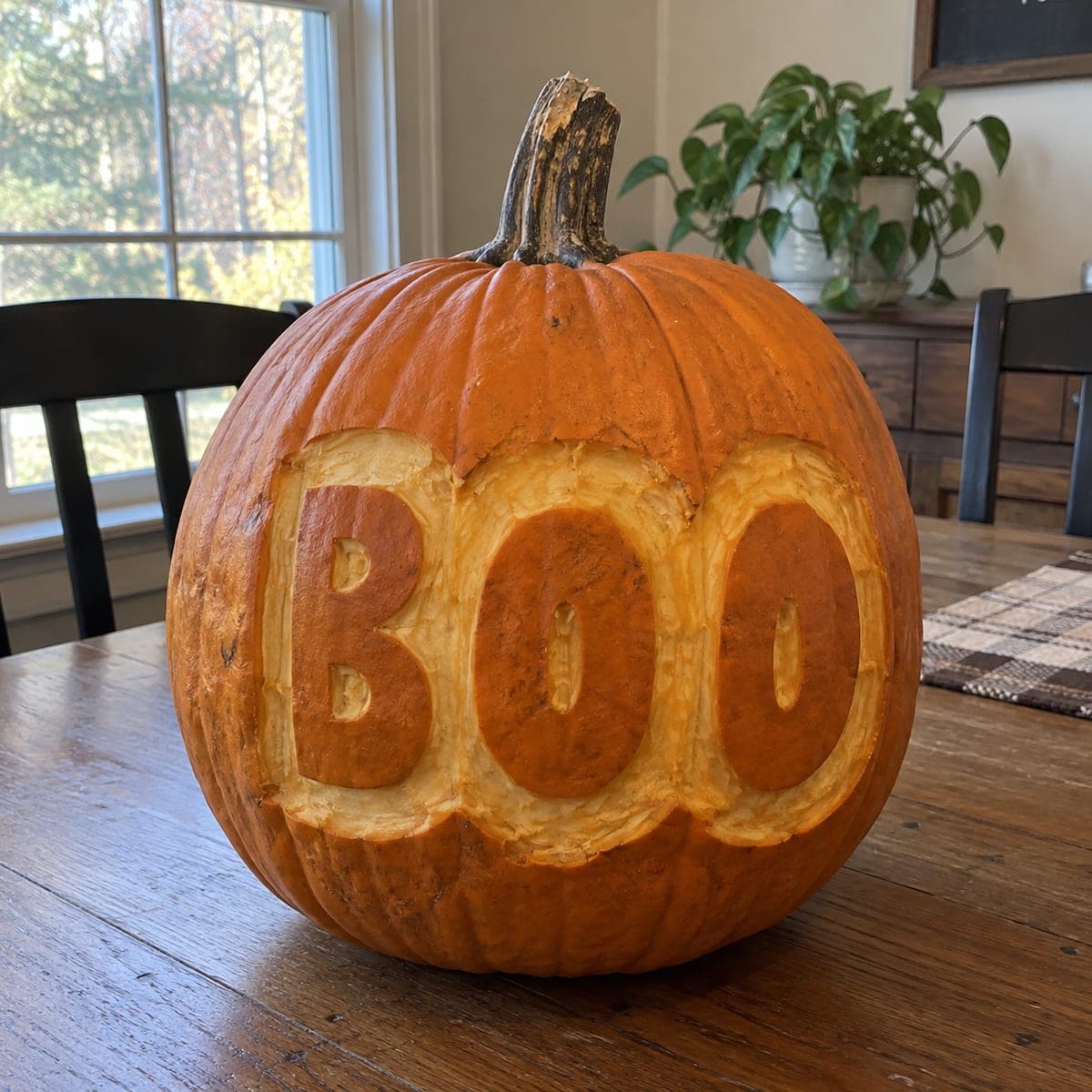 BOO Block Letters Carved Shaded Pumpkin
