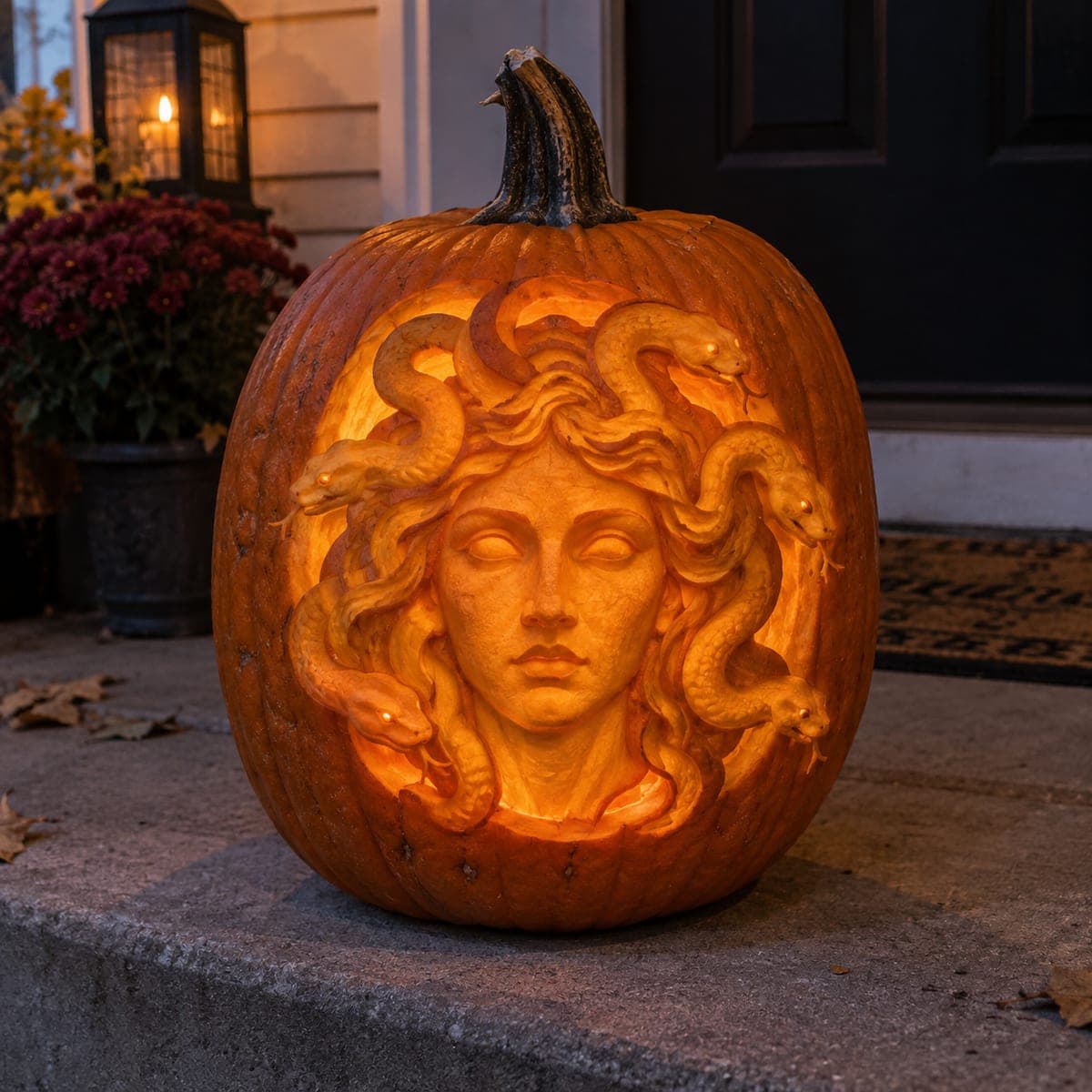 Medusa Snake Hair Portrait Shaded Pumpkin