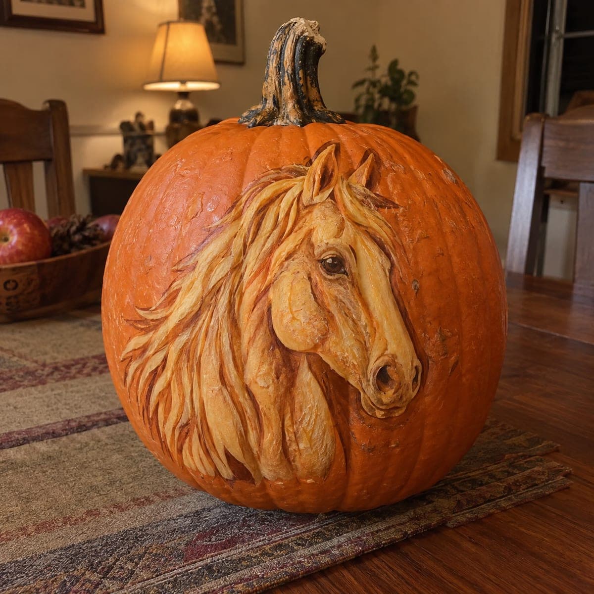 Horse Head Mane Flowing Shaded Pumpkin