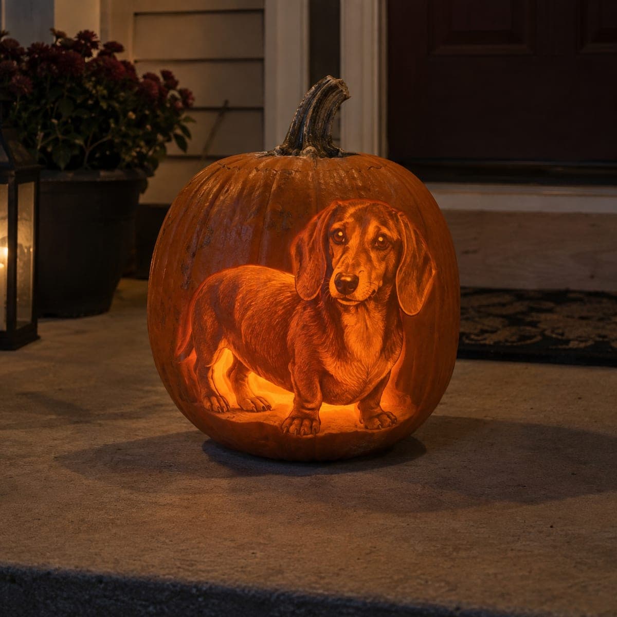 Dachshund Full Body Shaded Carving Pumpkin