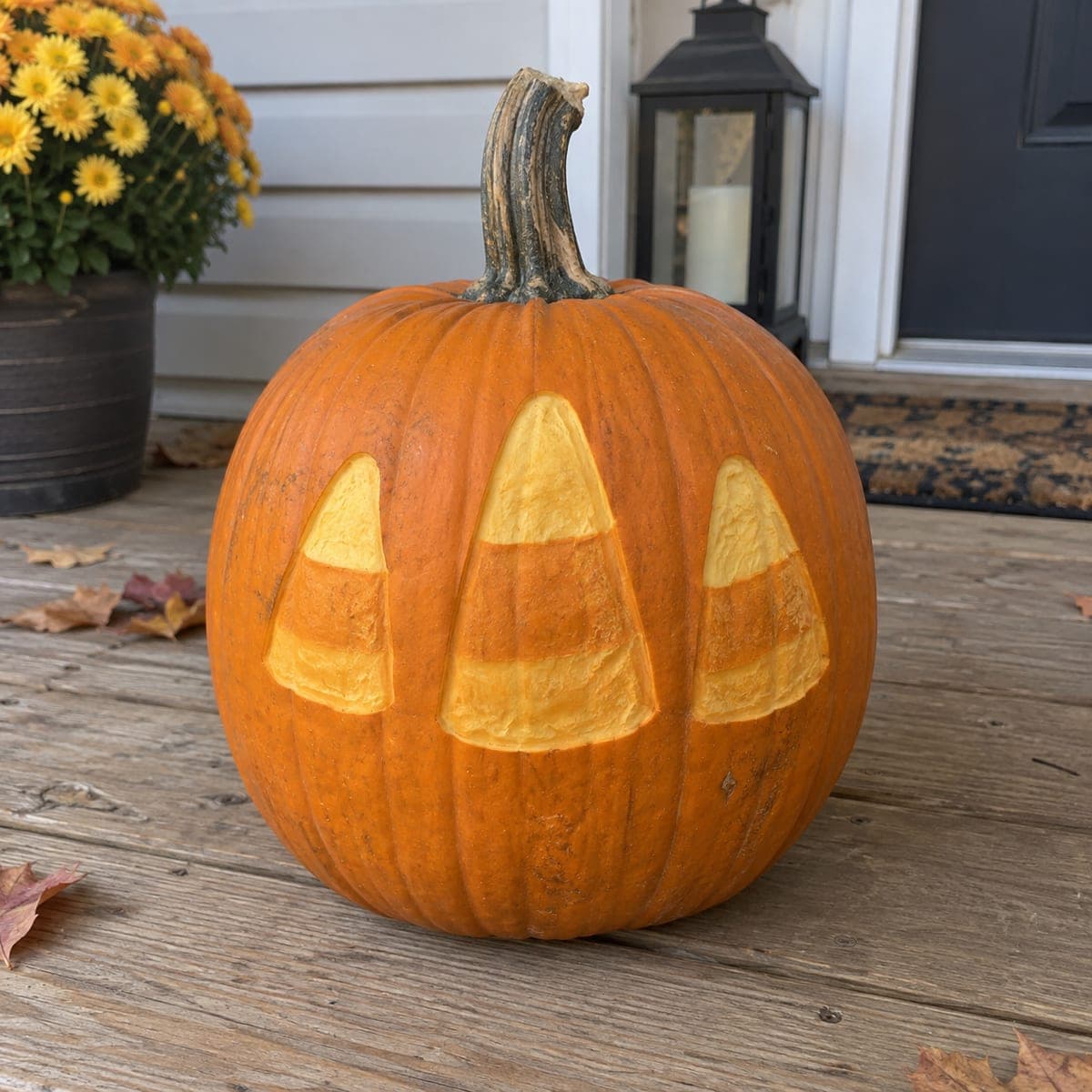 Three Candy Corn No-Carve Pumpkin Idea