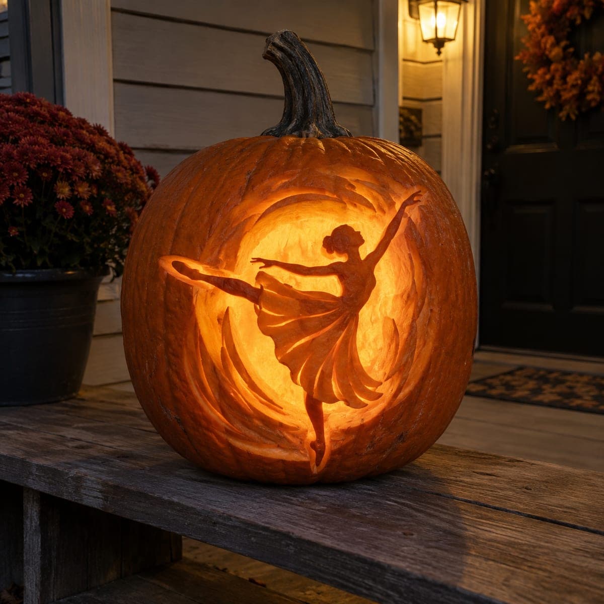 Ballerina Dancer Silhouette Pumpkin Carving
