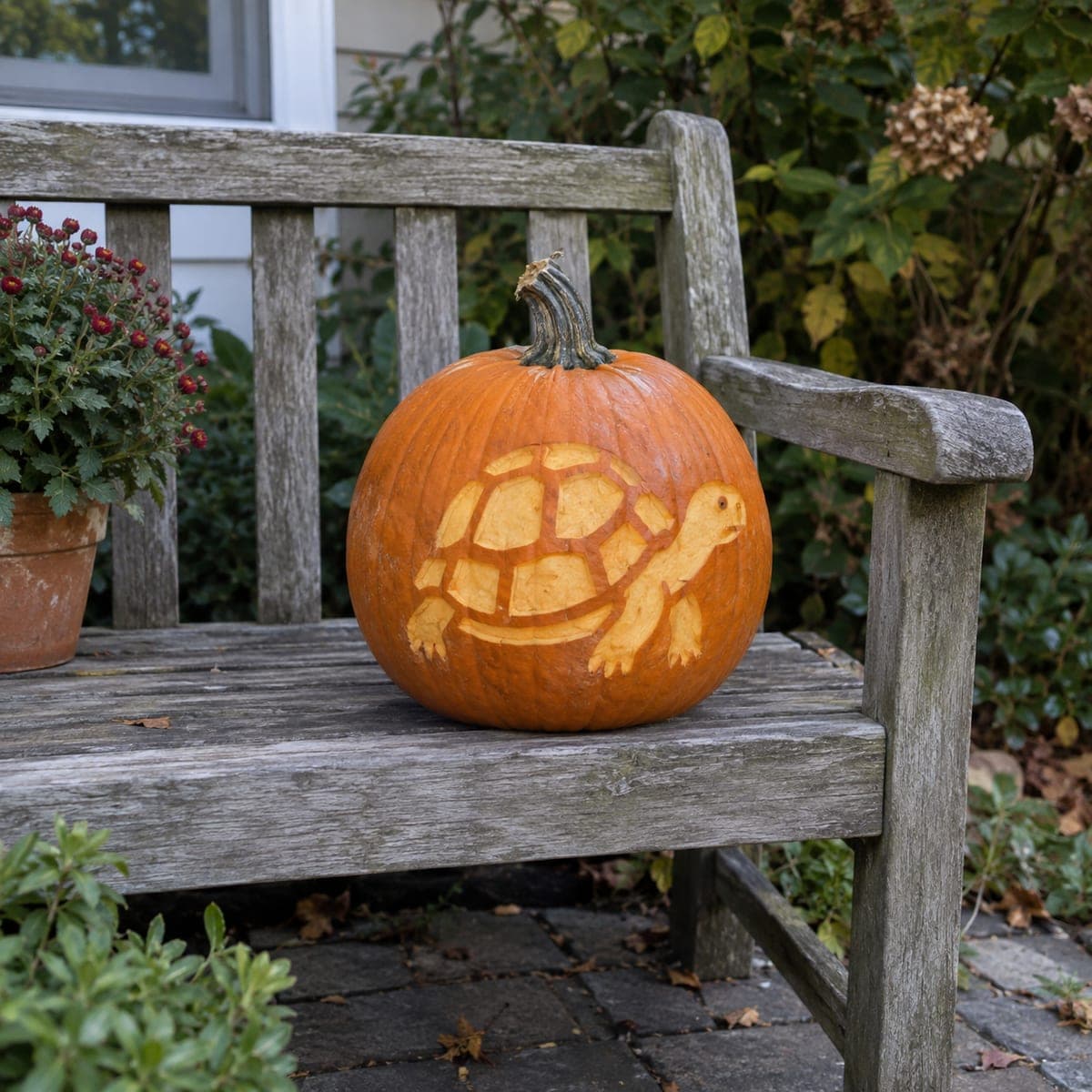 Turtle Shell Silhouette Shaded Pumpkin Carving