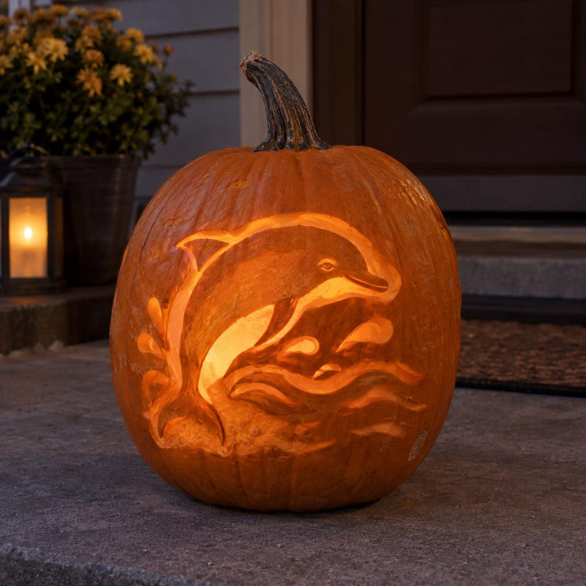 Leaping Dolphin Pumpkin Carving Idea for Ocean Lovers