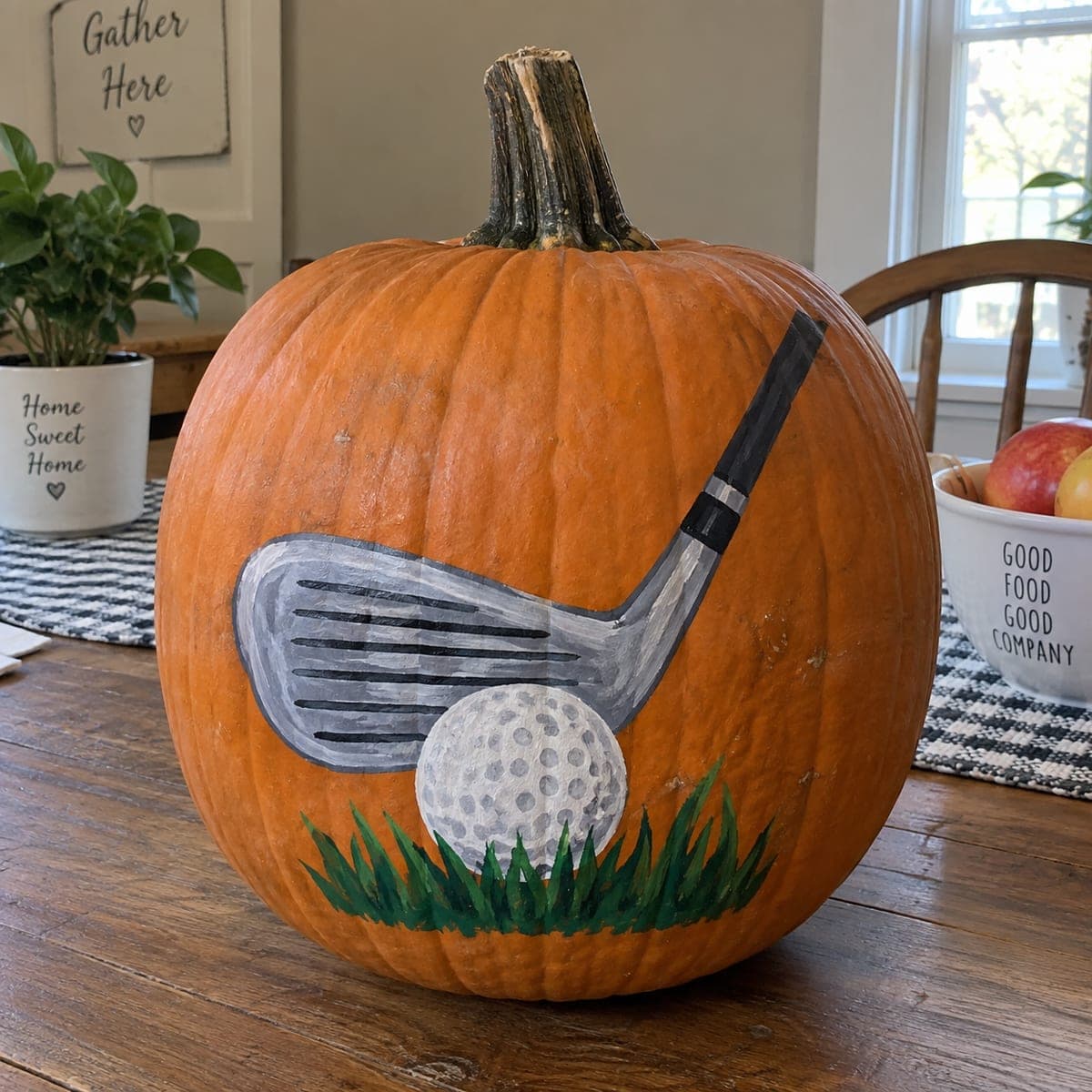Golf Club and Ball No-Carve Painted Pumpkin