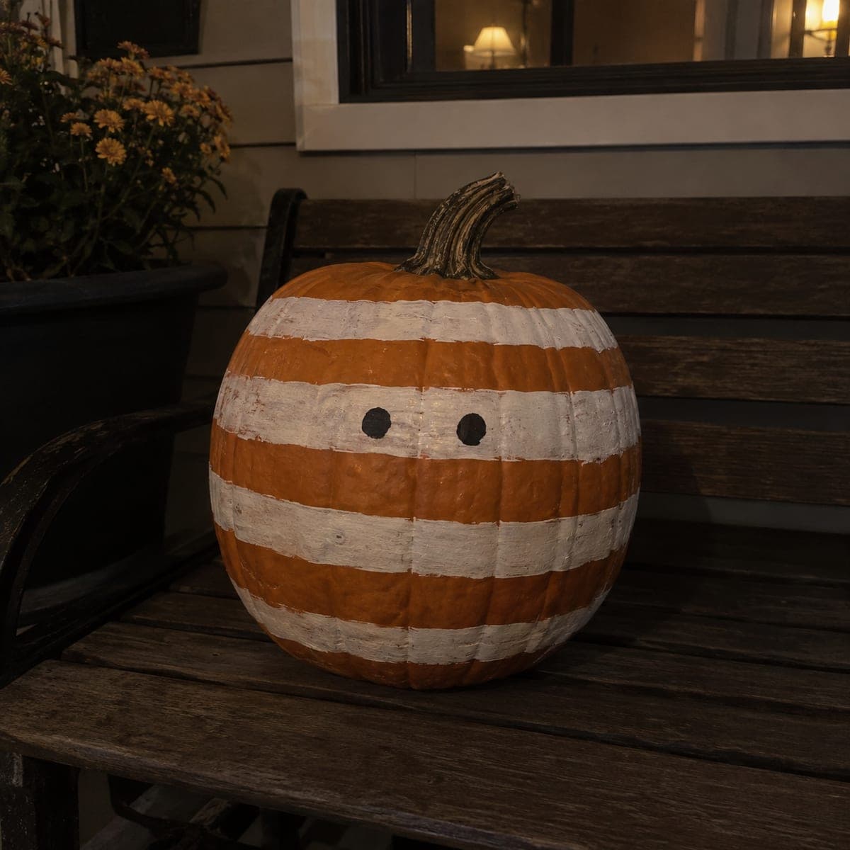 Wrapped Mummy No-Carve Bandage Pumpkin