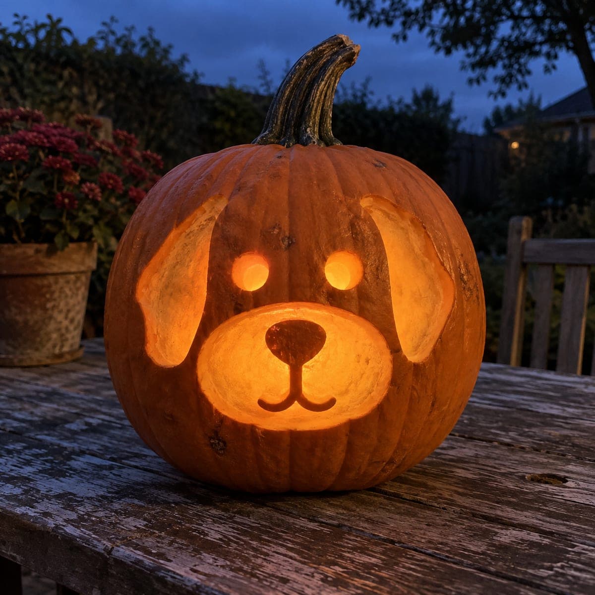 Glowing Puppy Dog Face Jack-O-Lantern