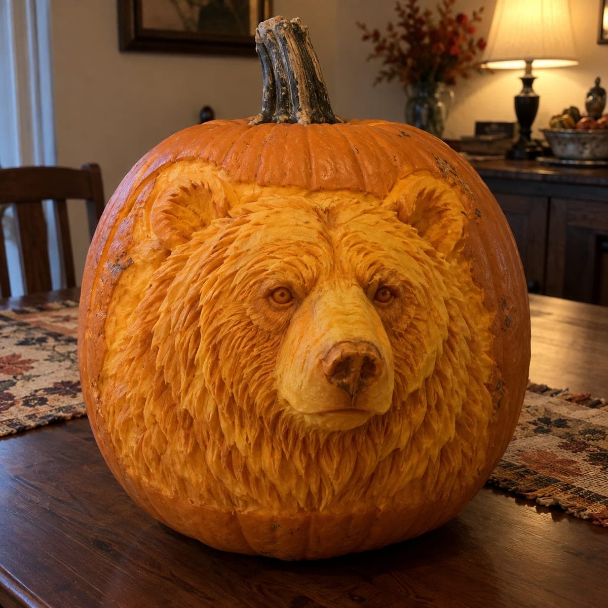 Grizzly Bear Face Expert Shading Pumpkin Carving