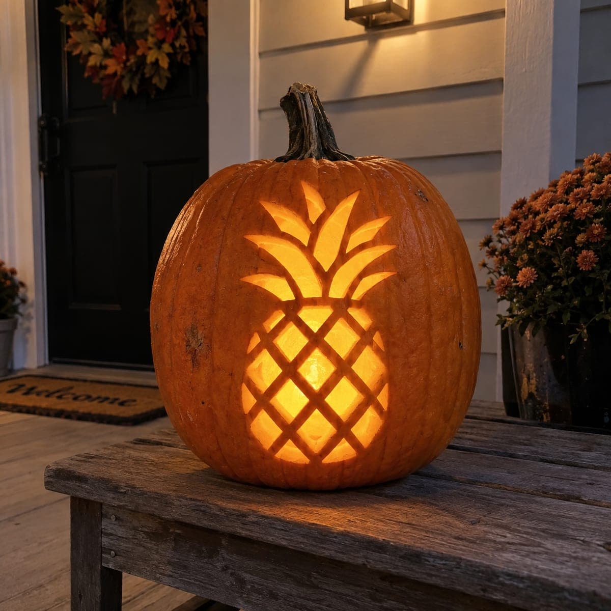 Glowing Pineapple Cutout Jack-O-Lantern for the Porch