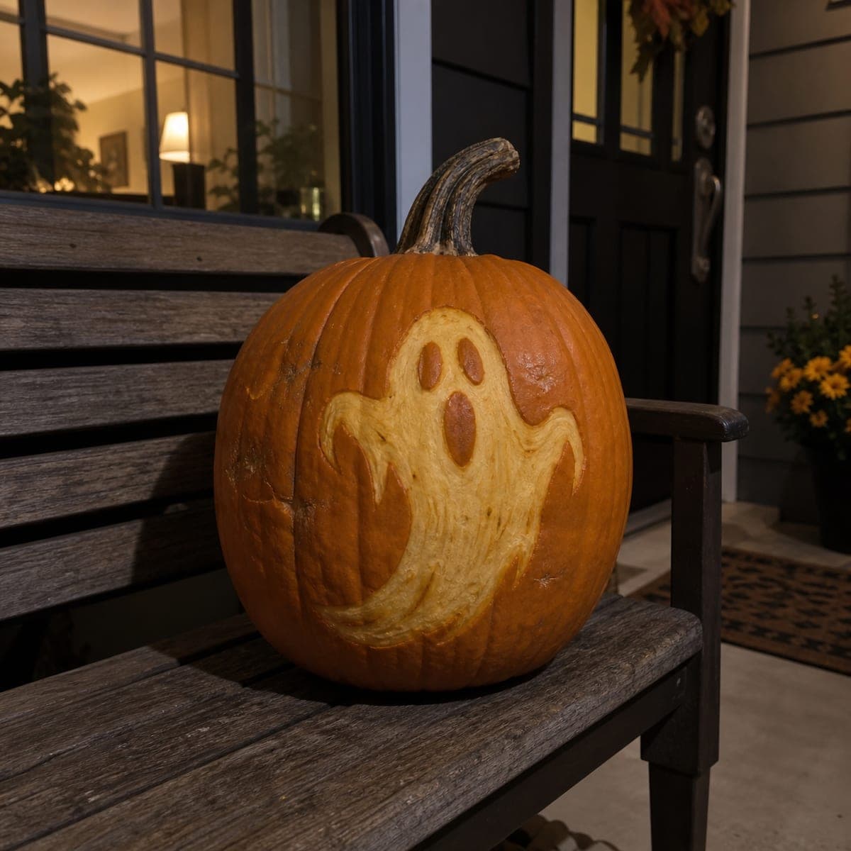Friendly Ghost Peeled into a Pumpkin Surface