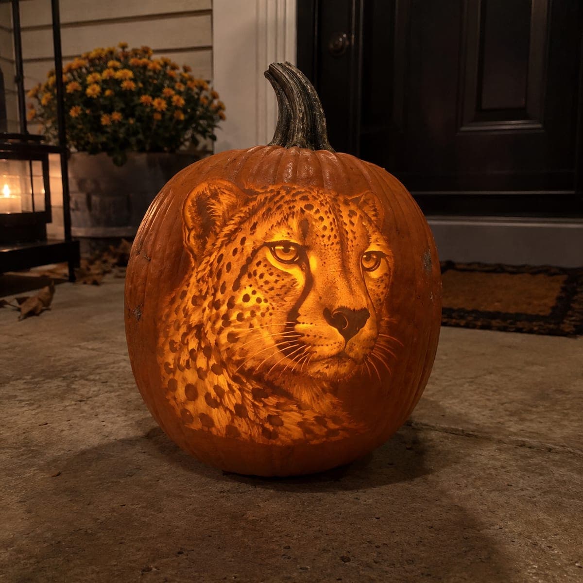 Cheetah Face Close-Up Shaded Pumpkin Carving
