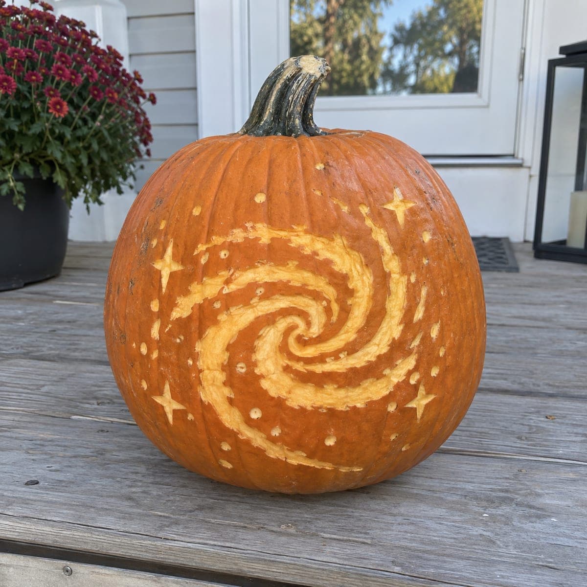 Spiral Galaxy with Stars Shaded Pumpkin Carving