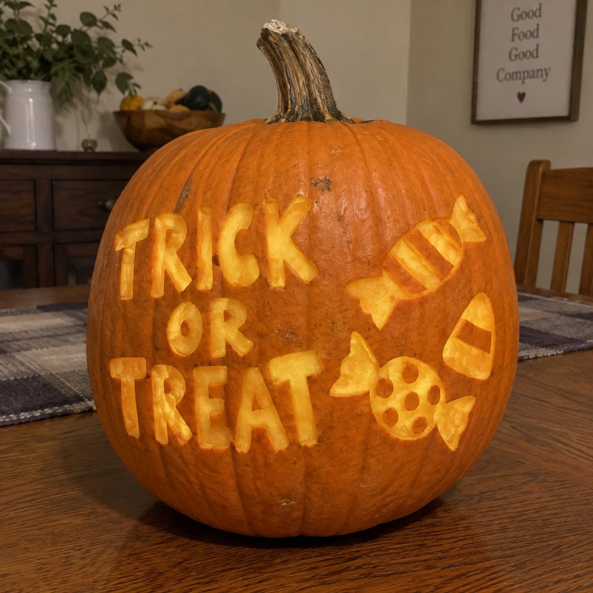 Trick or Treat Lettering Pumpkin with Candy Shapes