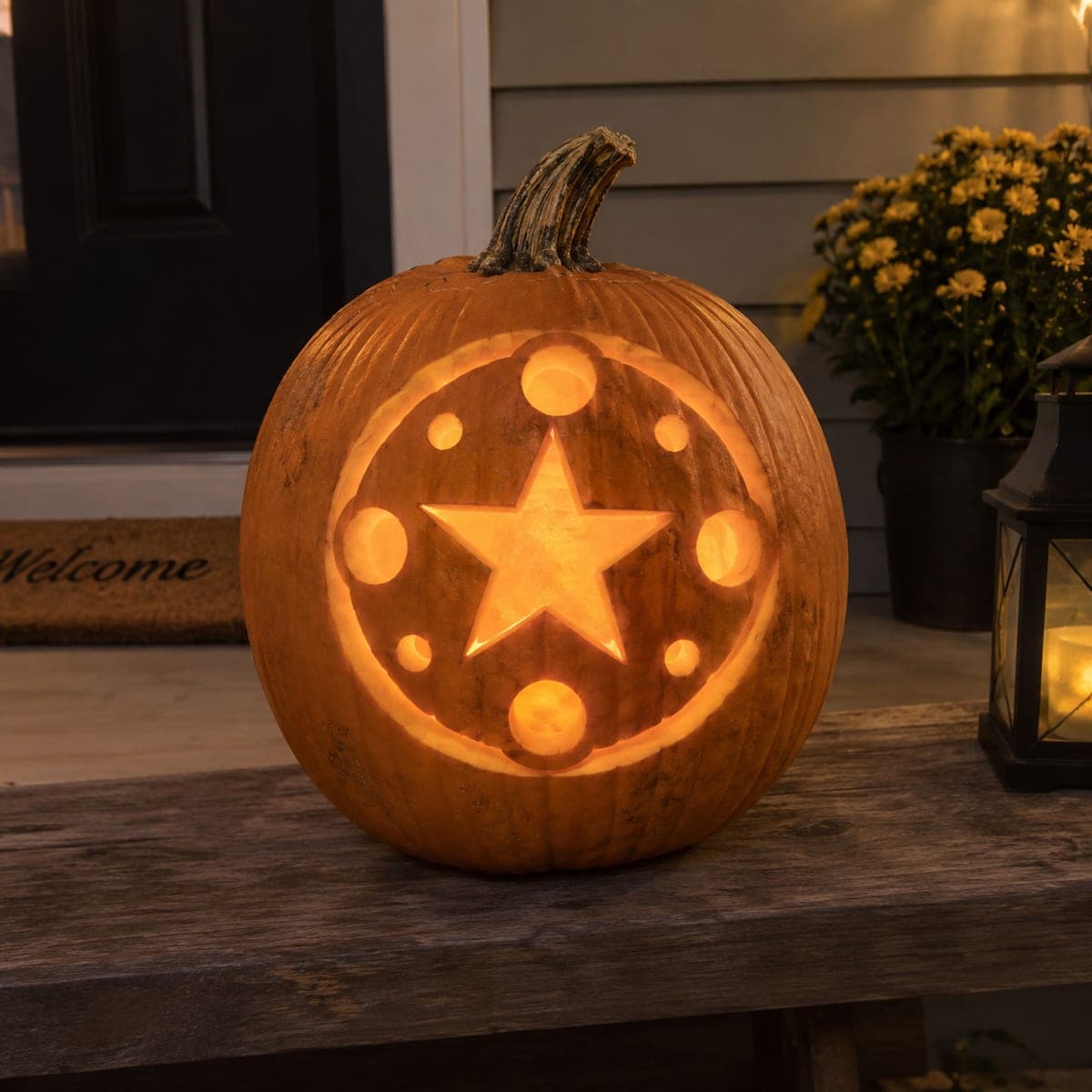 Star in Circle Geometric Glowing Pumpkin
