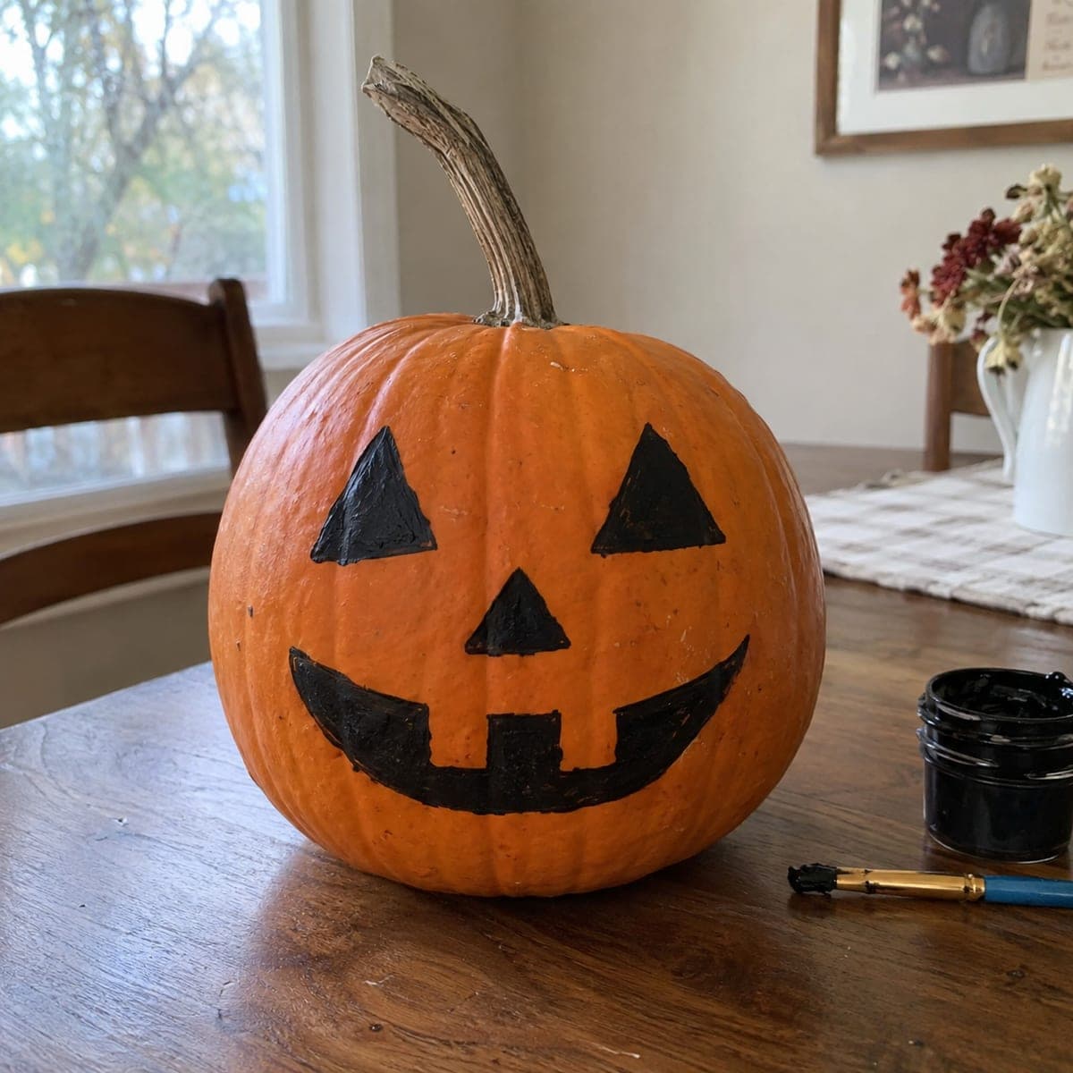 Classic Painted Jack-O-Lantern Face No-Carve Pumpkin