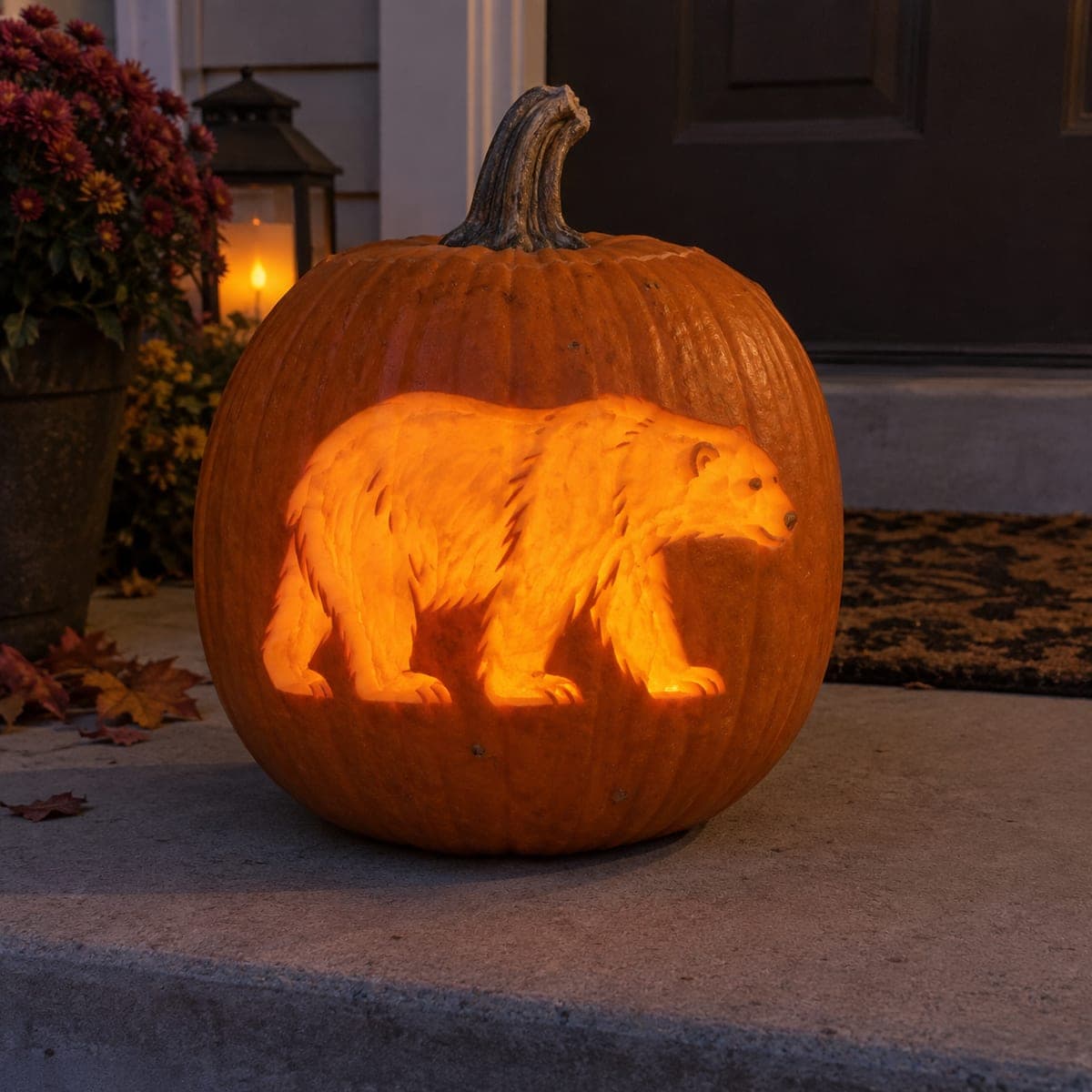 Walking Black Bear Shaded Pumpkin Carving