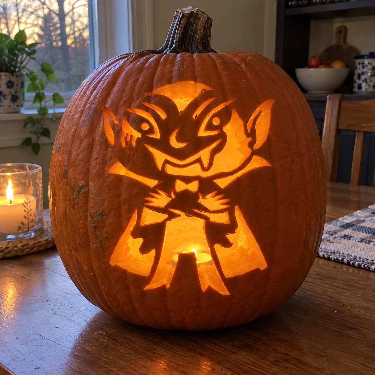Cartoon Vampire Pumpkin Stencil