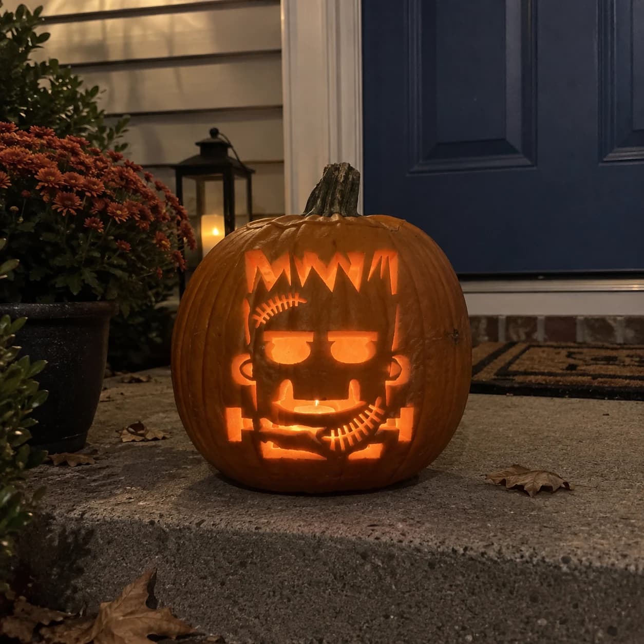 Cartoon Frankenstein Pumpkin Stencil