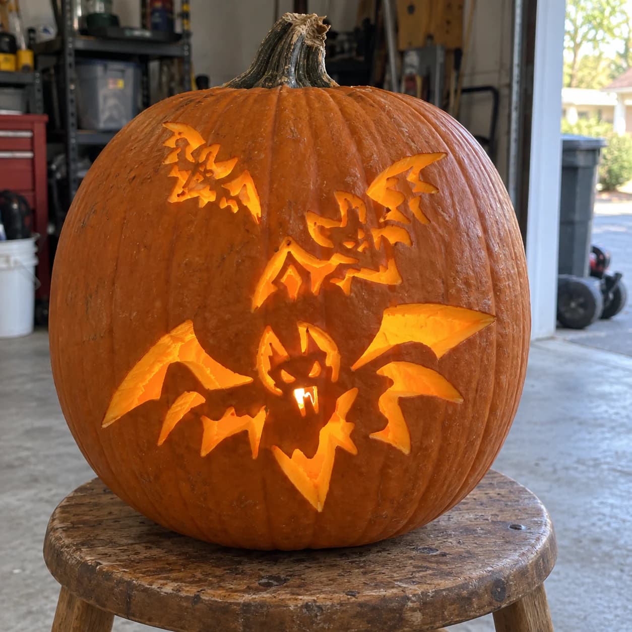 Three Bats Pumpkin Stencil