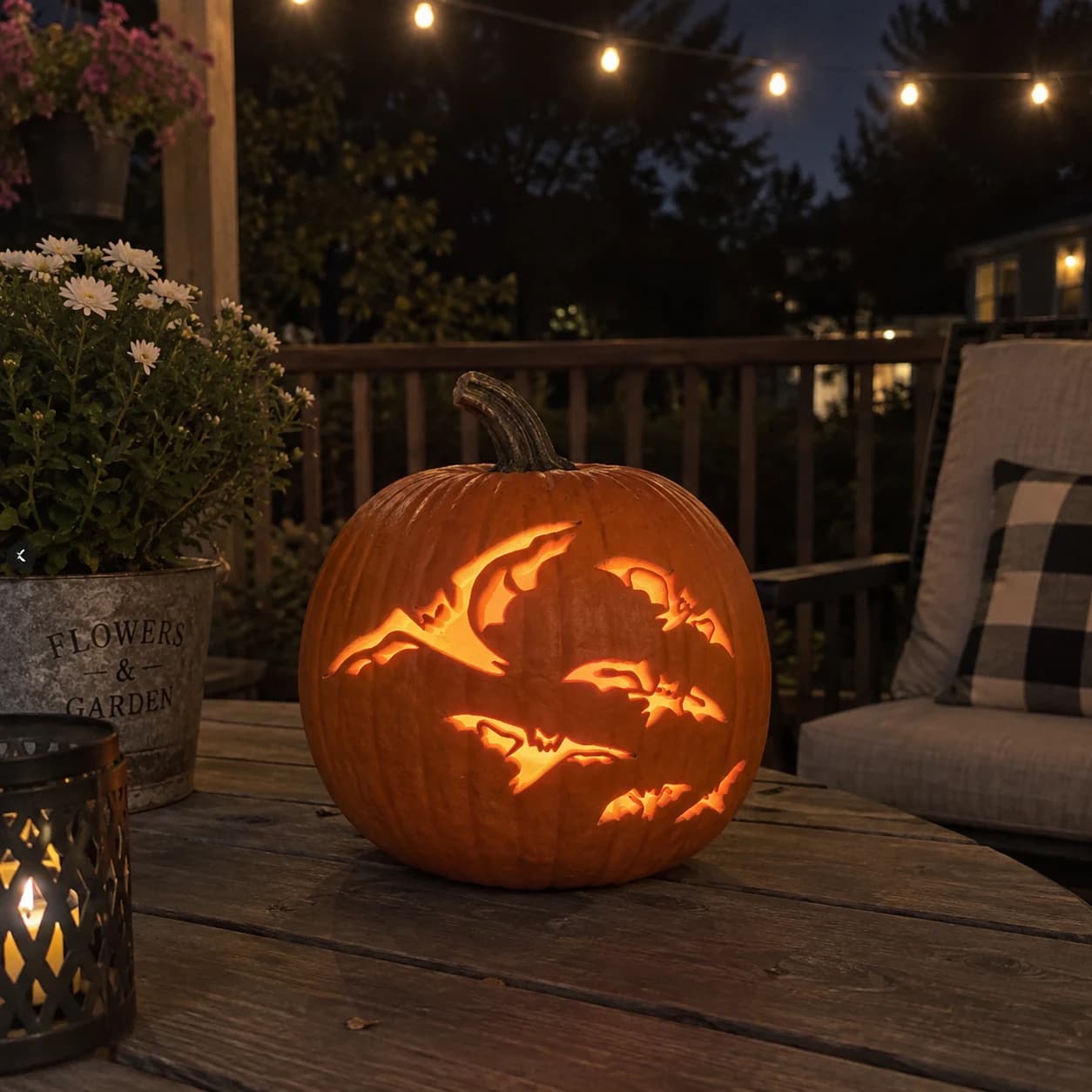 Flying Bats Pumpkin Stencil