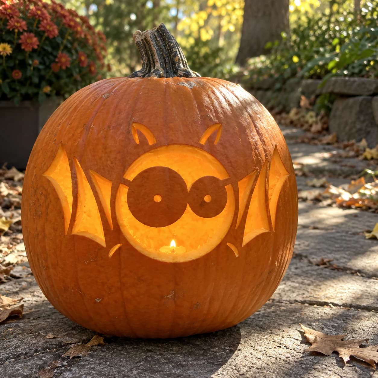 Cartoon Bat Pumpkin Stencil pumpkin carving stencil