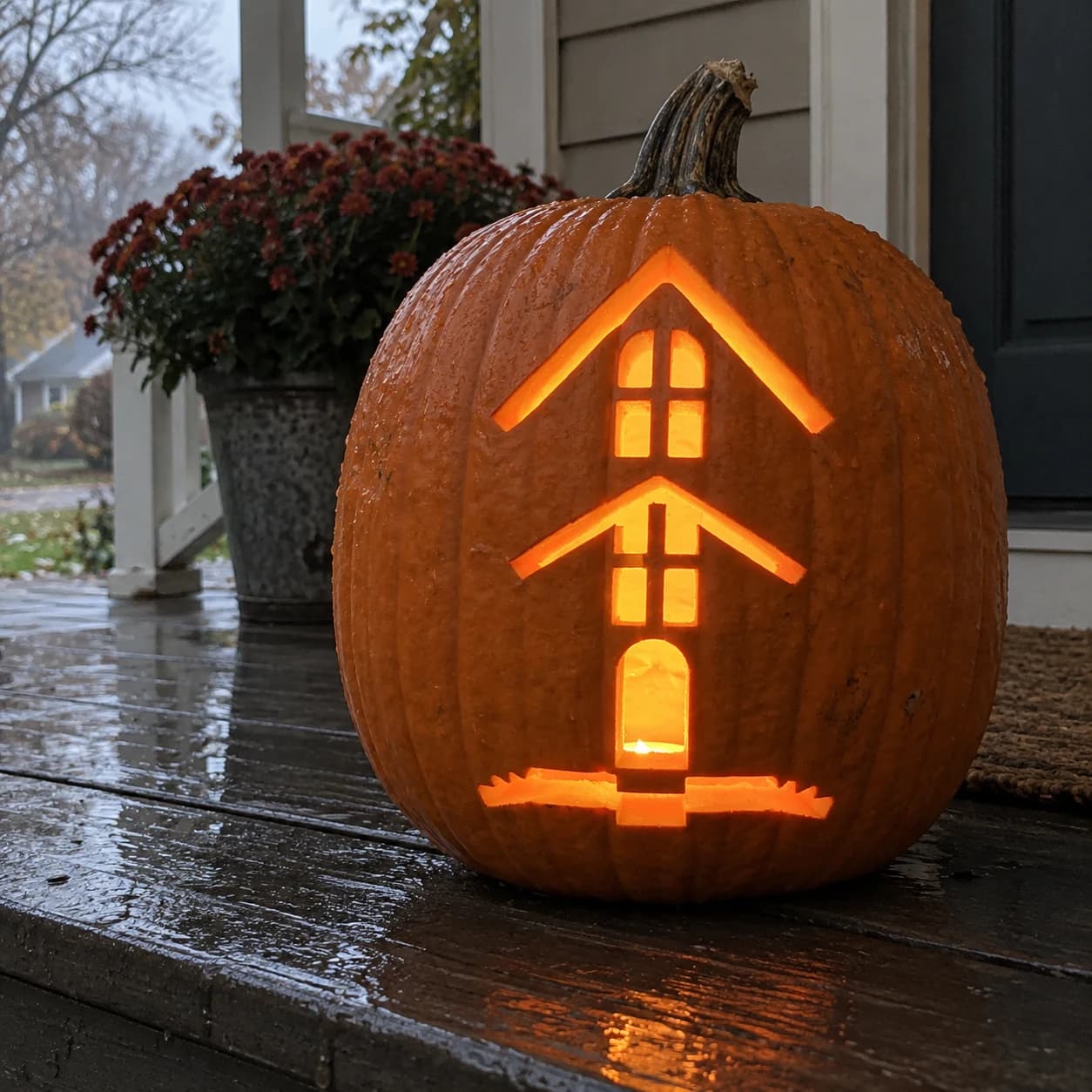 Haunted House Pumpkin Stencil pumpkin carving stencil
