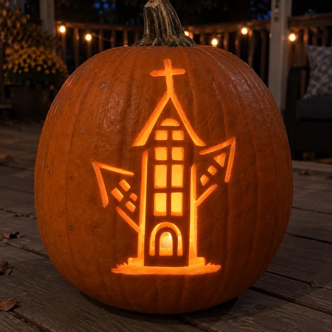 Haunted Church Pumpkin Stencil