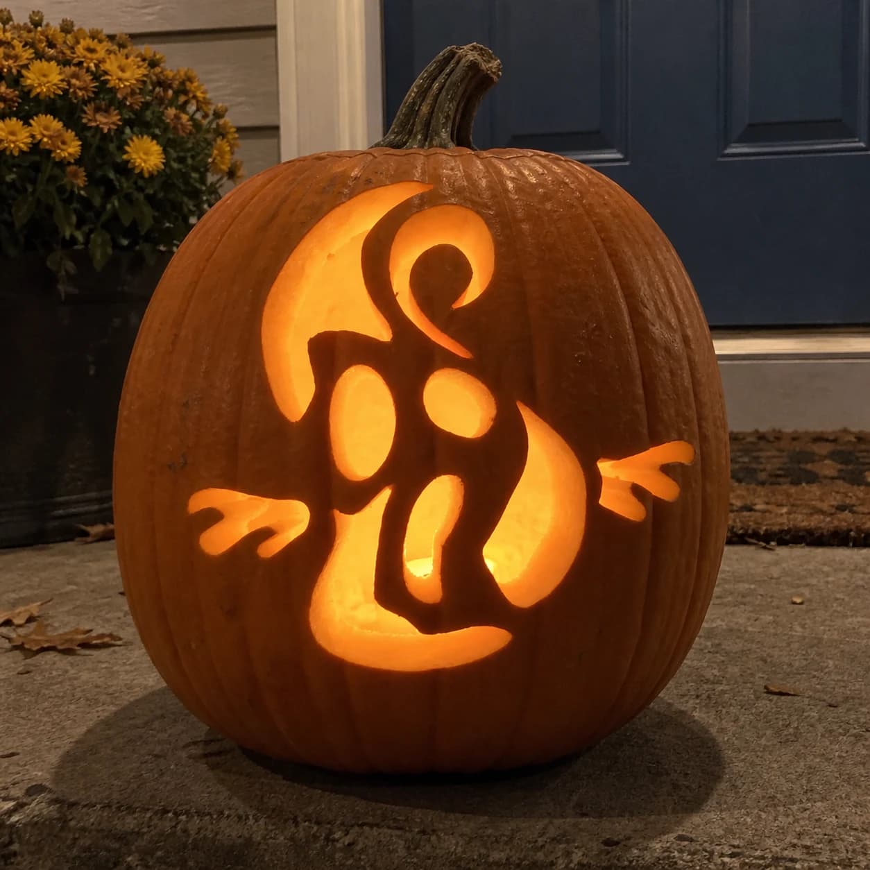 Cartoon Ghost Pumpkin Stencil