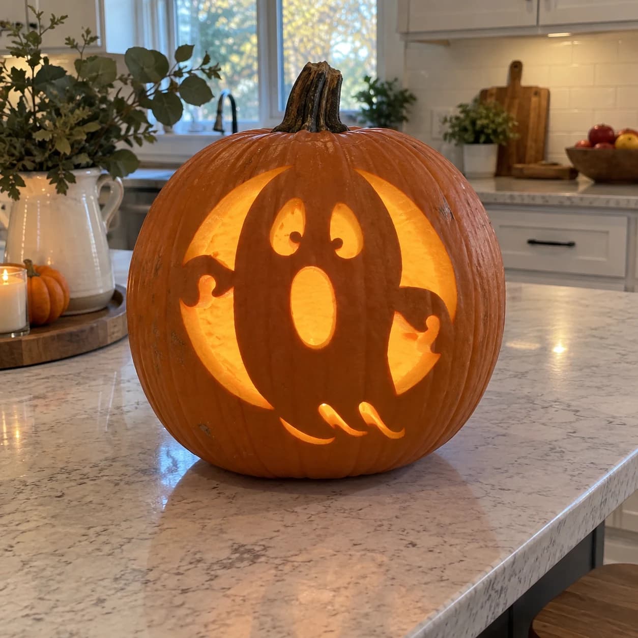 Floating Ghost Pumpkin Stencil