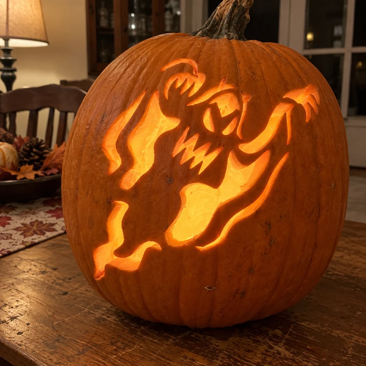 Skeleton Ghost Pumpkin Stencil