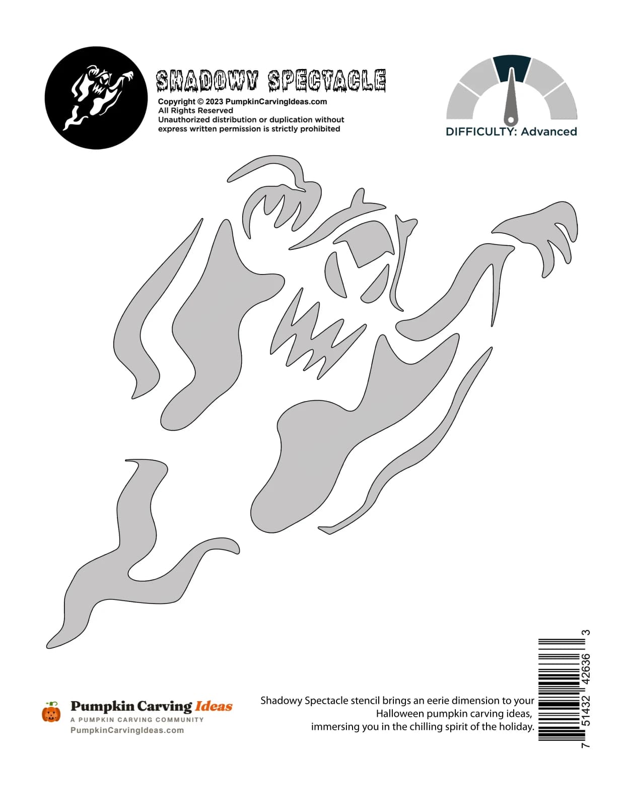 Skeleton Ghost printable pattern