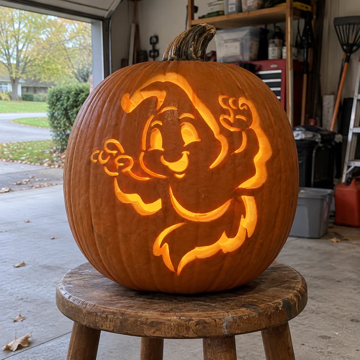 Friendly Ghost Pumpkin Stencil