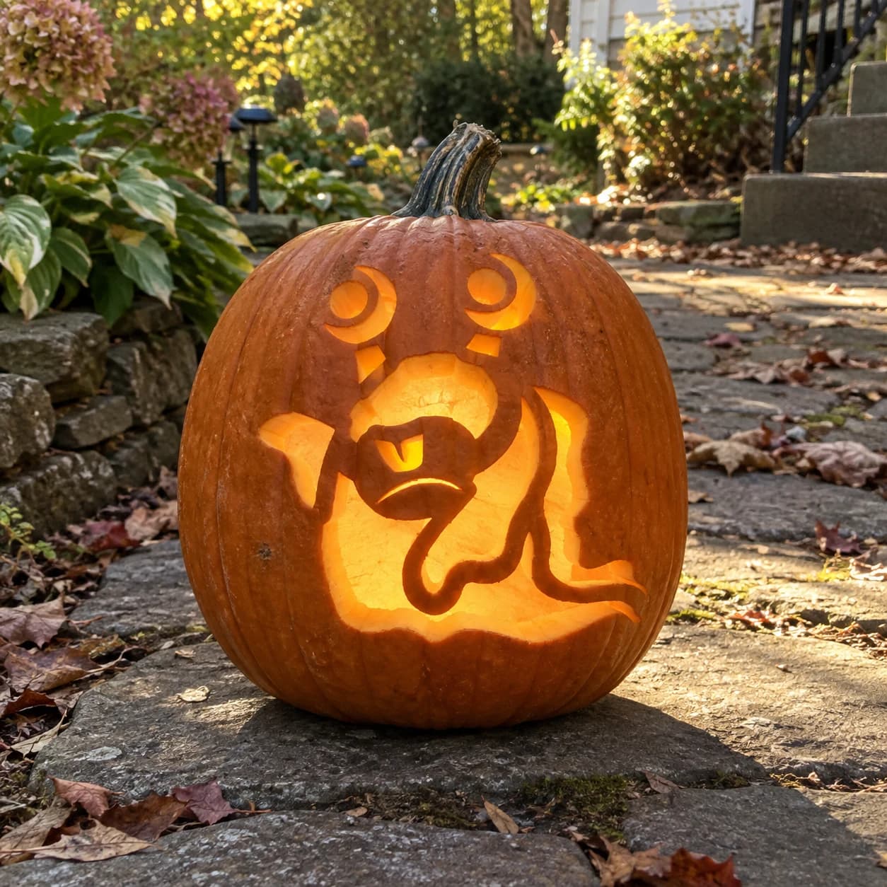 Googly-Eyed Ghost Pumpkin Stencil