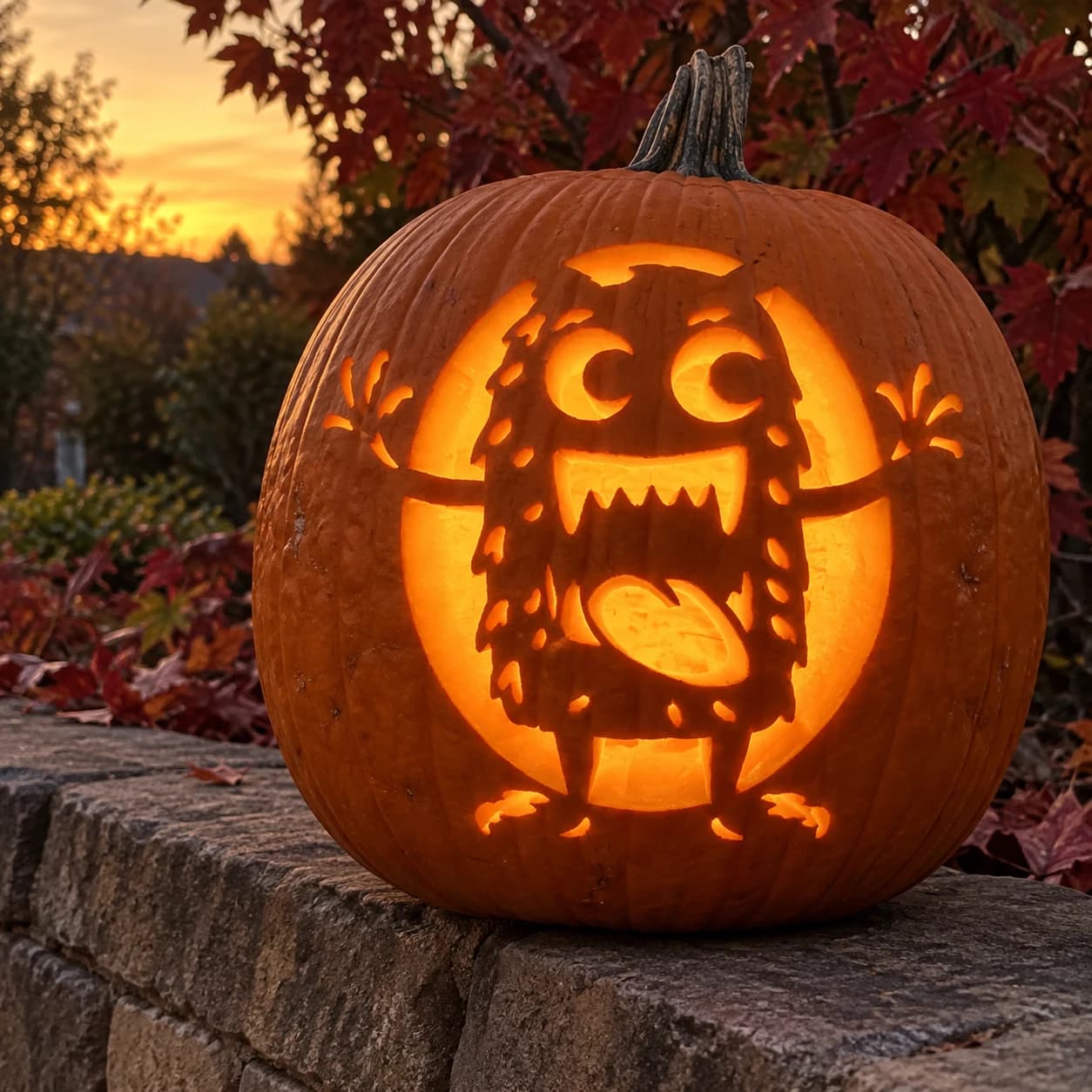 Fuzzy Monster Pumpkin Stencil