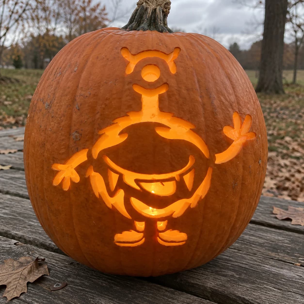 One-Eyed Furry Monster Pumpkin Stencil