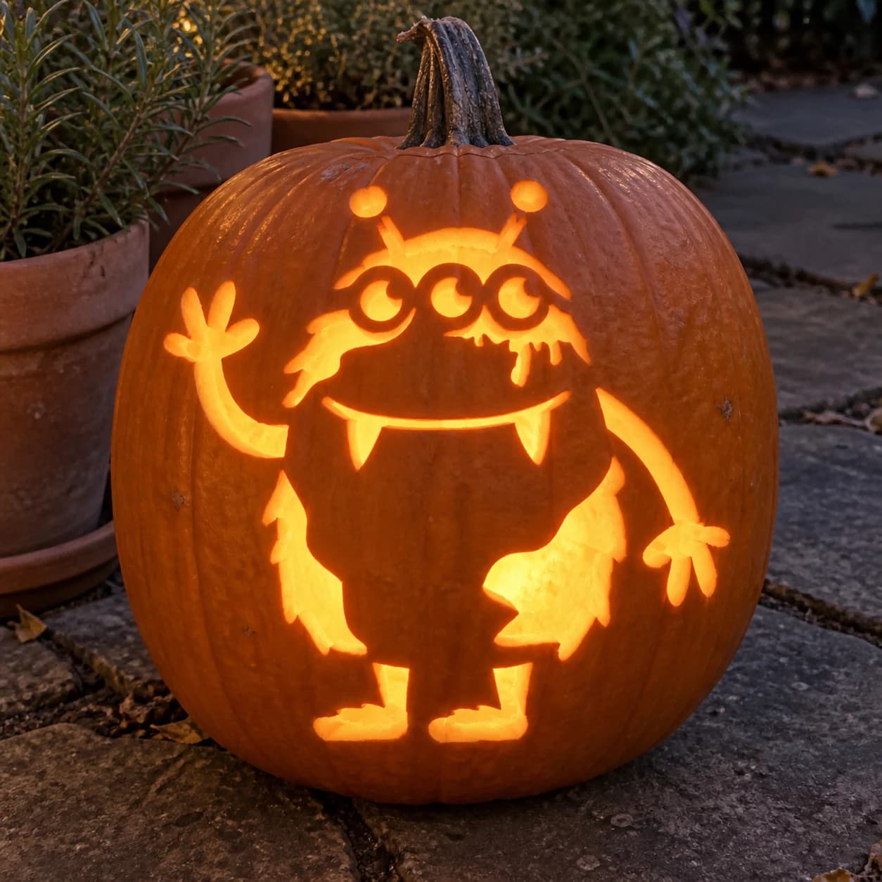 Friendly Alien Monster Pumpkin Stencil