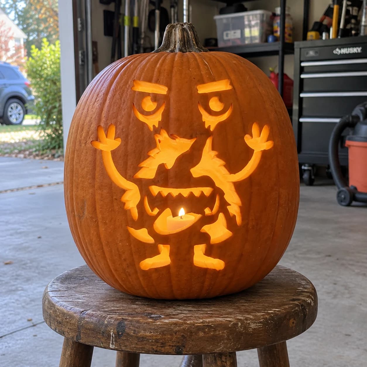 Cartoon Monster Pumpkin Stencil